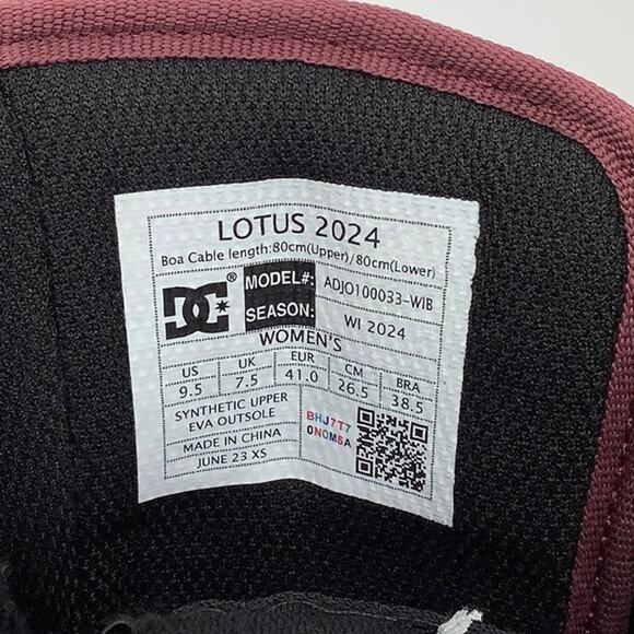 DC Size 9.5 Wine/Black Lotus 2024 Step On Boa Snowboard Boots Insulated P20-2 - Picture 7 of 10